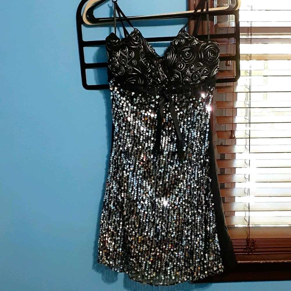 Black & Silver Sequin Dress